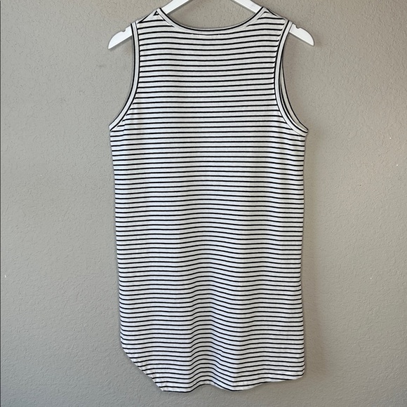 Kinly Linen Cotton Tank Top Black and White Striped Asymmetrical Hem Size L - Picture 6 of 9